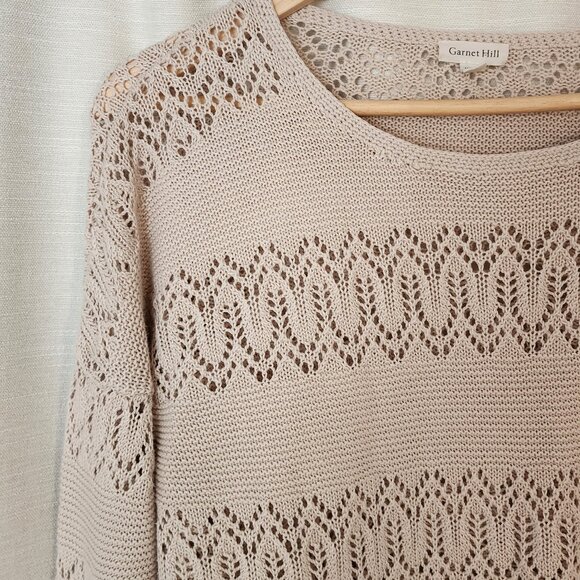 Garnet Hill Linen & Organic Cotton Pullover Sweater Size Small Ivory Cream Knit - Picture 4 of 7